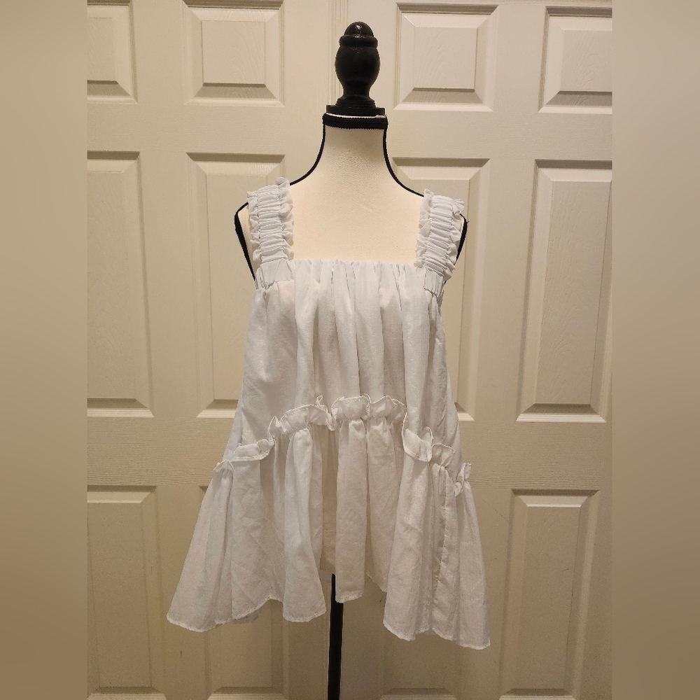 Brogger White Olive Tiered Top - Sz XS
